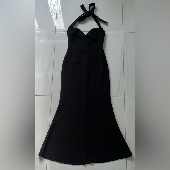 Hello Molly Black Strapless Mermaid Gown with Halter Tie and Sweetheart Neck Sz4 - Picture 4 of 4